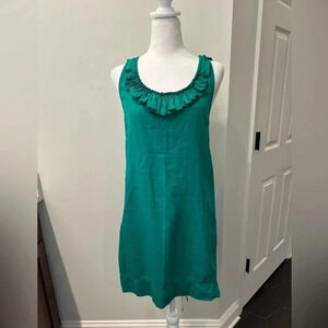 Stella McCartney Green Tank Racerback Ruffle Scoop Neck Mini Dress Sz 40 US 4-6